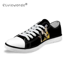 ELVISWORDS/Мужская обувь низкие парусиновые туфли мужские туфли с принтом Kongfu Брюс Ли высокого качества, мужские туфли на плоской подошве