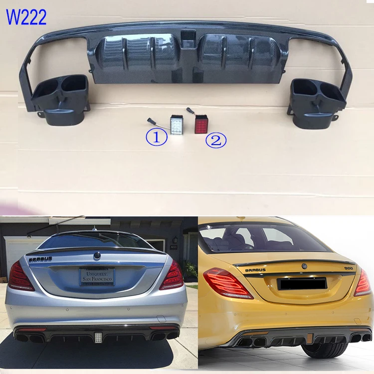W222 задний диффузор из углеродного волокна w222 наконечники глушителя 2014 ~ 2016 год|body|