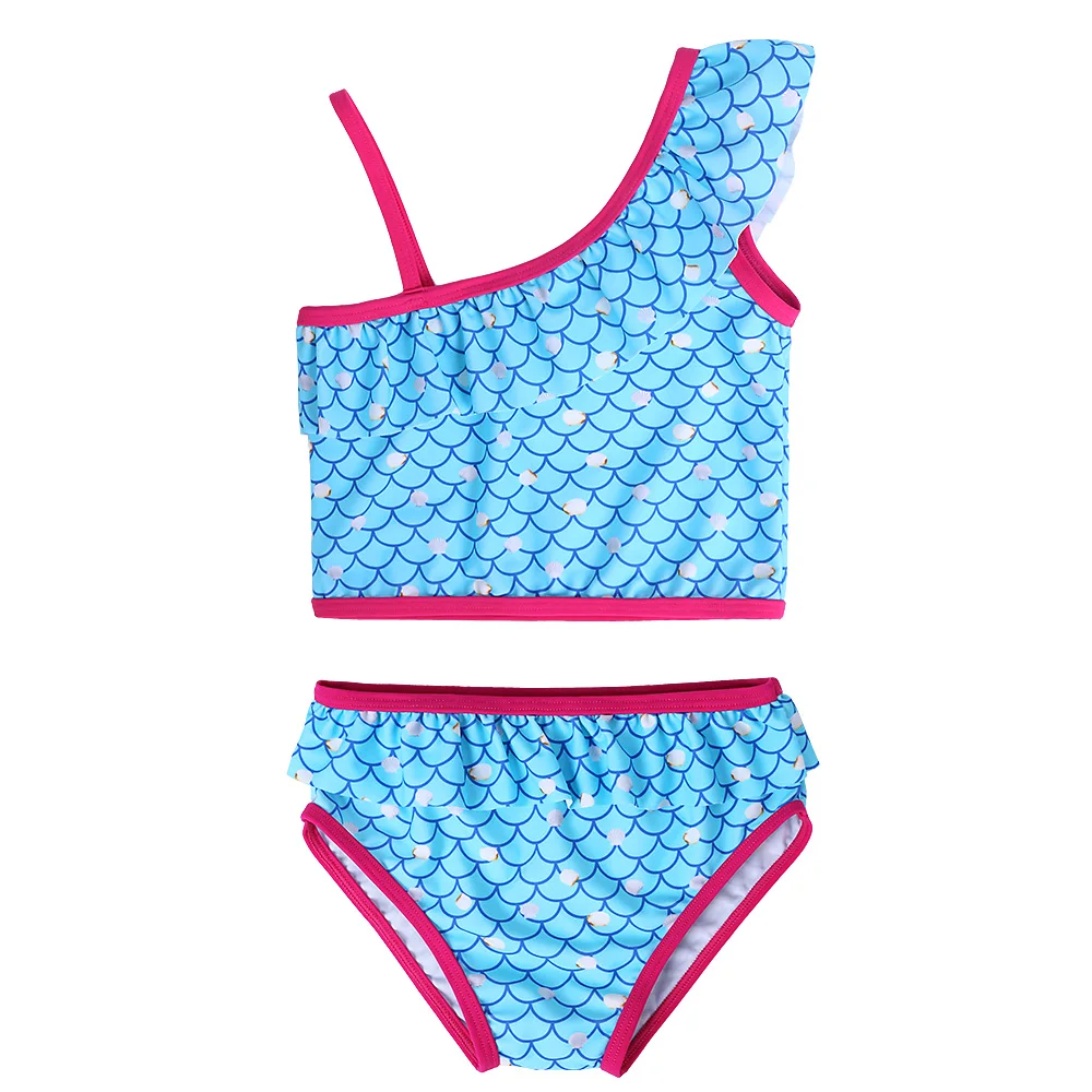 BAOHULU/летний купальный костюм для маленьких девочек, бикини, от 1 до 8 лет, голубой купальник с цветами для девочек, UV50+, детские купальные костюмы с защитой от солнца