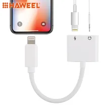 HAWEEL 2 in 1 8 Pin Female + 3.5mm Female to 8 Pin Male Audio Charging Adapter For iPhone and iPad HAWEEL 2 in 1 8 Pin Female + 3.5mm Female to 8 Pin Male Audio Charging Adapter For iPhone and iPad