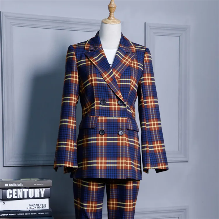 Fall Winter 2019 Stars In The Same Fashion Plaid Suit Jacket Plaid Two-piece Suit 13 Lines of Women Clothing Jackets and Coats Fall Winter 2019 Stars In The Same Fashion Plaid Suit Jacket Plaid Two-piece Suit 13 Lines of Women Clothing Jackets and Coats