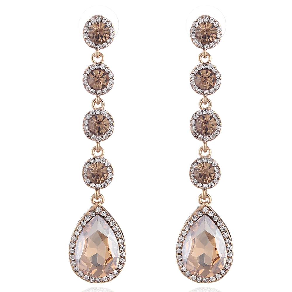 

Fashion Pearl Drop Earrings For Women Long Cubic Zirconia Rhinestone Pendant Six Colors Handmade Bohemia Earrings Brincos
