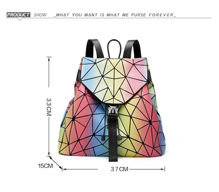 2019 женский лазерный рюкзак для девочек-подростков, рюкзаки на шнурке, Складной школьный рюкзак с геометрическим рисунком, школьные сумки