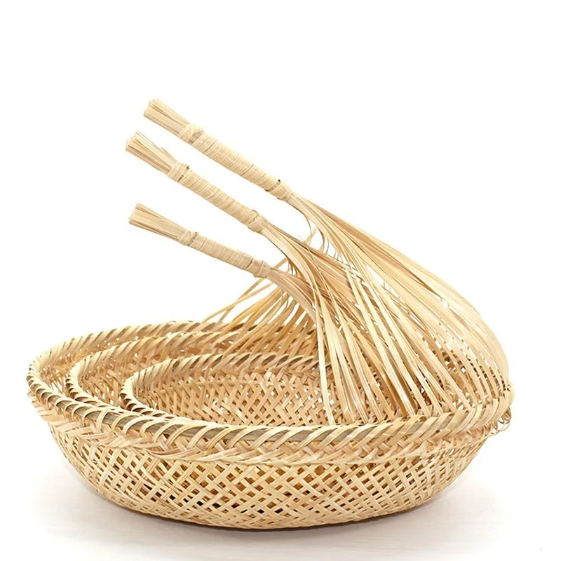 Креативная плетеная корзина ручной работы из бамбука с ручкой, контейнеры для хранения фруктов, еды, хлеба, кухонных принадлежностей, украшения из ротанга