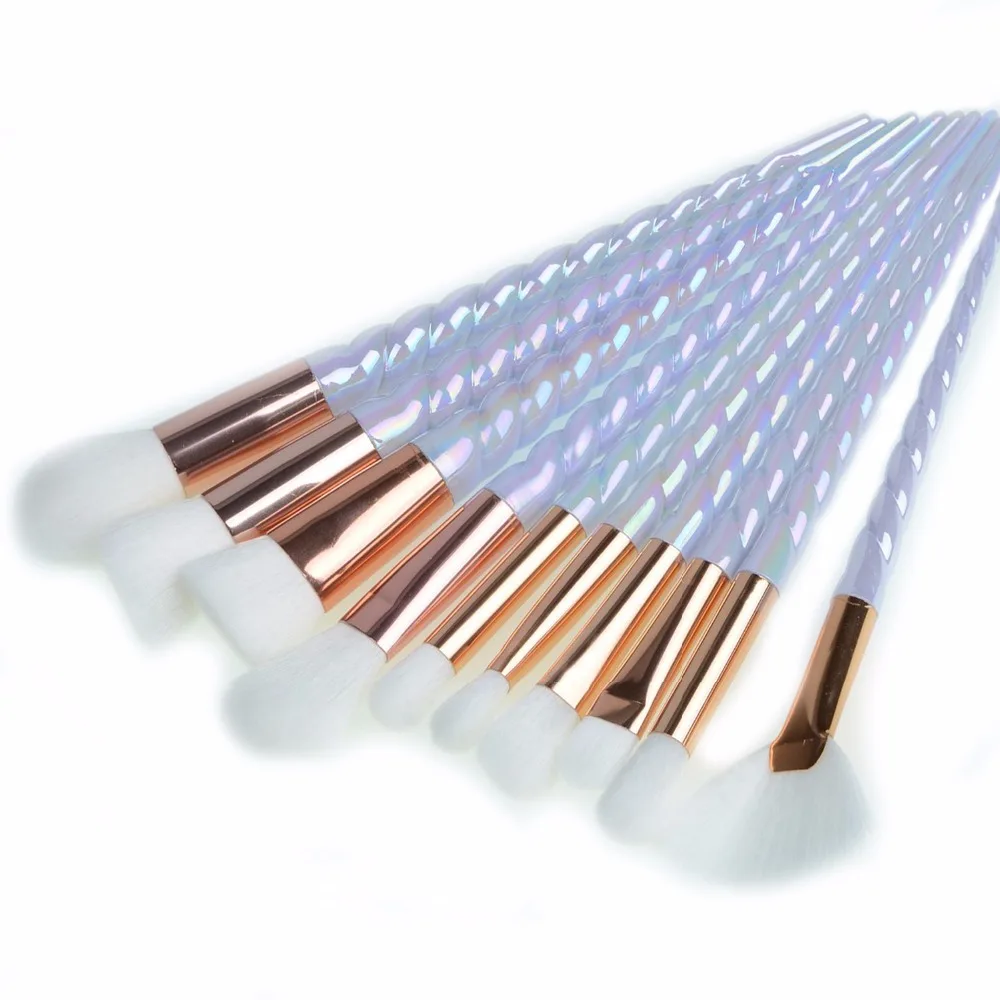 

Unicorn Makeup Brushes 10pcs Rainbow Handle Make up Kwasten Brush Set Blending Powder Foundation Eye Contour Brush with Bag