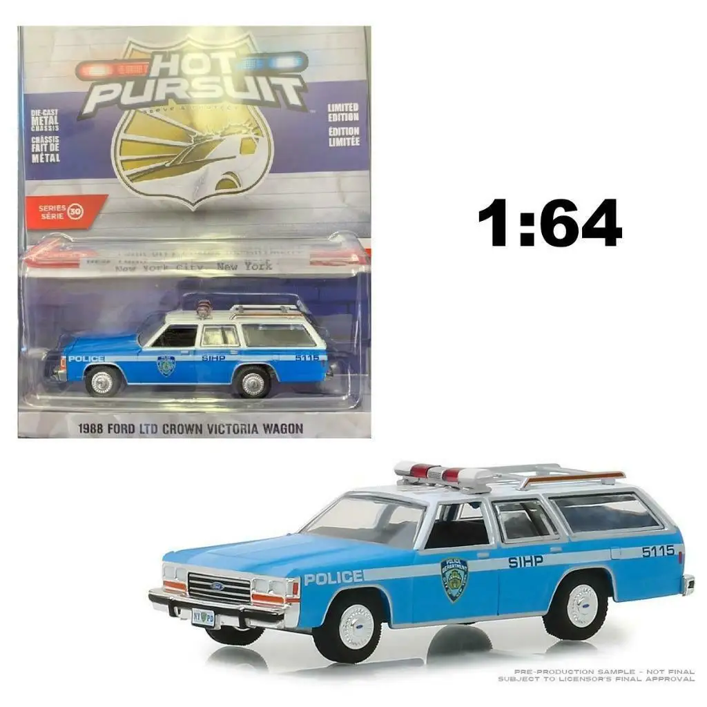 GL 1:64 1988 FORD LTD VICTORIA WAGON NYPD alloy model Car Diecast Metal Toys Birthday Gift For Kids Boy