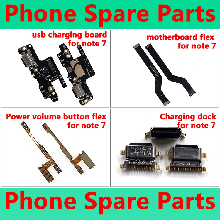

Kwainee high quality Power Volume Buttons USB Charging Port flex cable for xiaomi redmi note 7 Motherboard flex