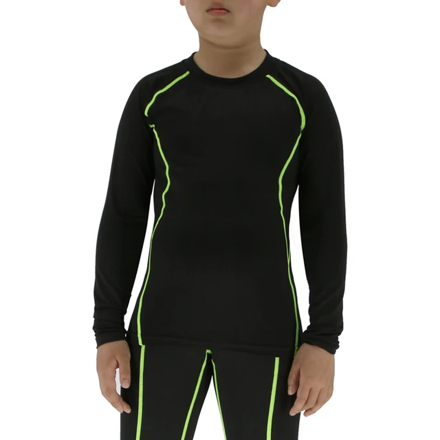 Kids compression shirt long sleeves O neck quick dry breathable Child