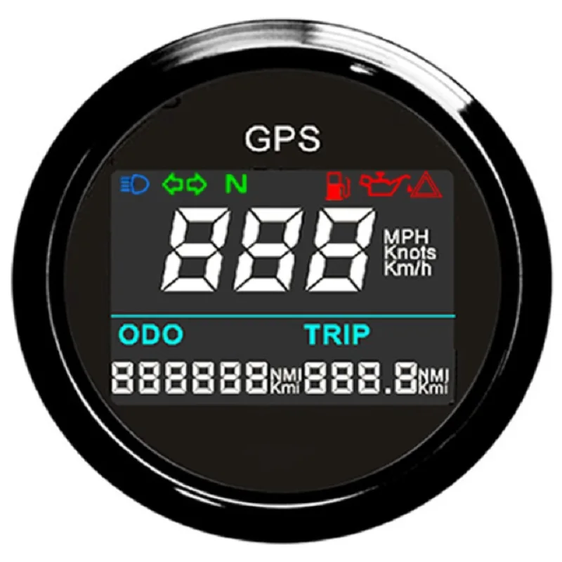 52 мм цифровой gps измеритель скорости ЖК-дисплей датчик скорости одометр Регулируемый пробег счетчик поездки для авто мотоцикл Лодка 12 в 24 В