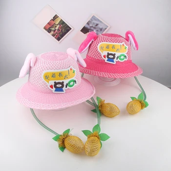 

Cute Bunny Fisher Hat Funny Playtoy Ear Up Down Rabbit Sun Hat for Kids Girls Sun Hat Ears Move Children's Straw Hat Outdoors