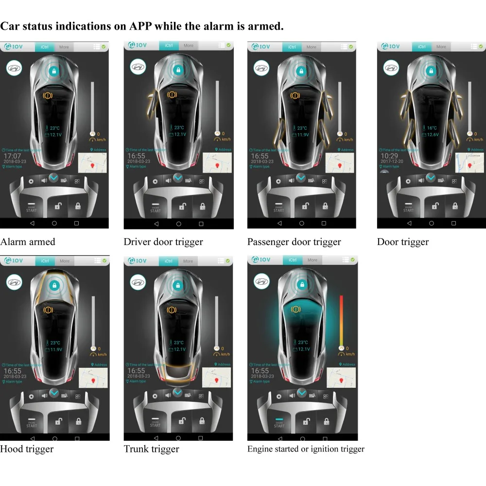  IOS Android App Smartphone network Remote start/stop engine open door/trunk GPS tracking Full Funct