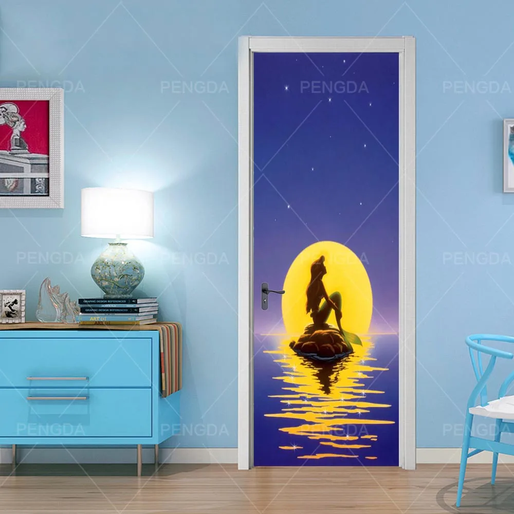 Door YXCV2501-09 Картина 3D наклейка на дверь DIY домашний декор принт русалки художественные наклейки с рисунками самоклеющиеся водонепроницаемые фрески для ремонта спальни - Цвет: Door YXCV2501-09