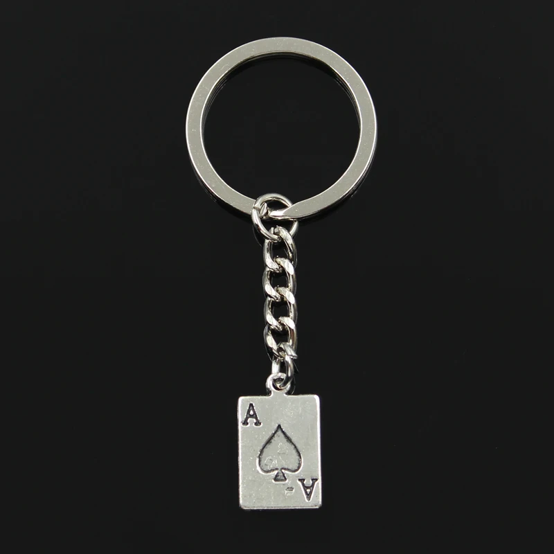 

Keychain 20x12mm ace of spade playing card poker Pendants DIY Men Jewelry Car Key Chain Ring Holder Souvenir For Gift