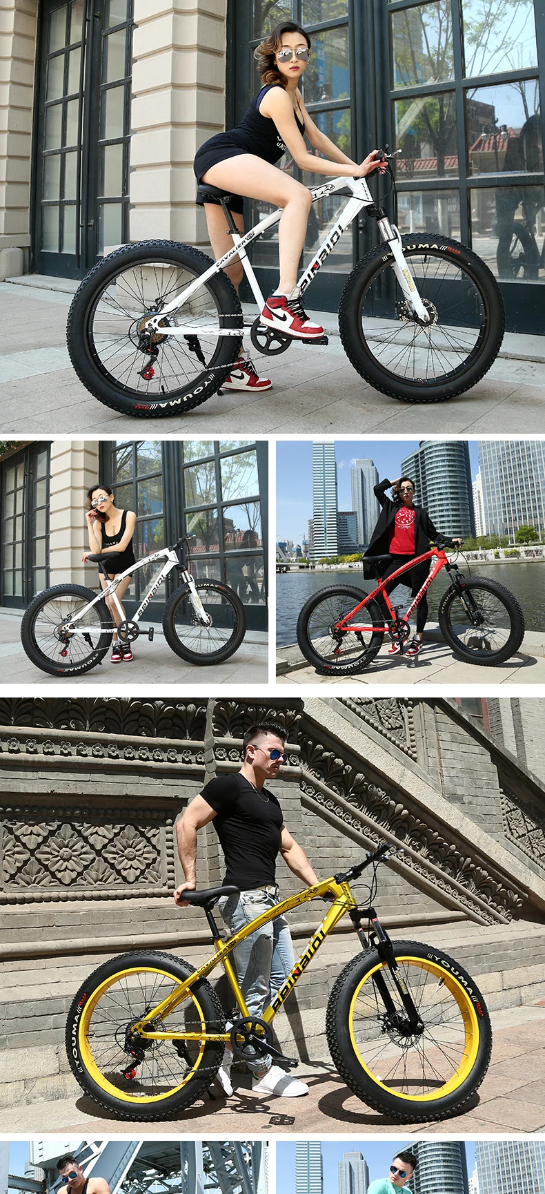 Clearance top quality 7/21/24/27 Speed 26x4.0" Fat bike Mountain Bike Snow Bicycle Shock Suspension Fork bicicleta free shipping 29