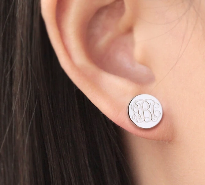 925 Sterling Silver Monogram Stud Earrings Engraved 925 Sterling Silver Monogram Stud Earrings Engraved Personalized With Your Initials In From Jewelry Accessories On