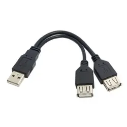 100 шт./лот USB 2,0 мужчина к двойной данных USB 2,0 A женщина + кабель питания USB 2,0 A Женский удлинитель 20 см, по FedEx