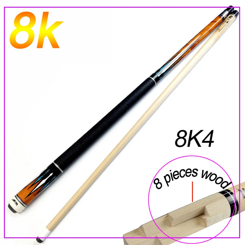 

8K4 Billiard Pool Cues Stick 12.75mm/11.5mm Tips 8 Pieces Wood Laminated Tecnologia Shaft 2018 New Design Made In China