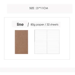 Enhanced Kraft Paper Traveler's Diary Notebook with Blank Pages - 32 sheets (Line)