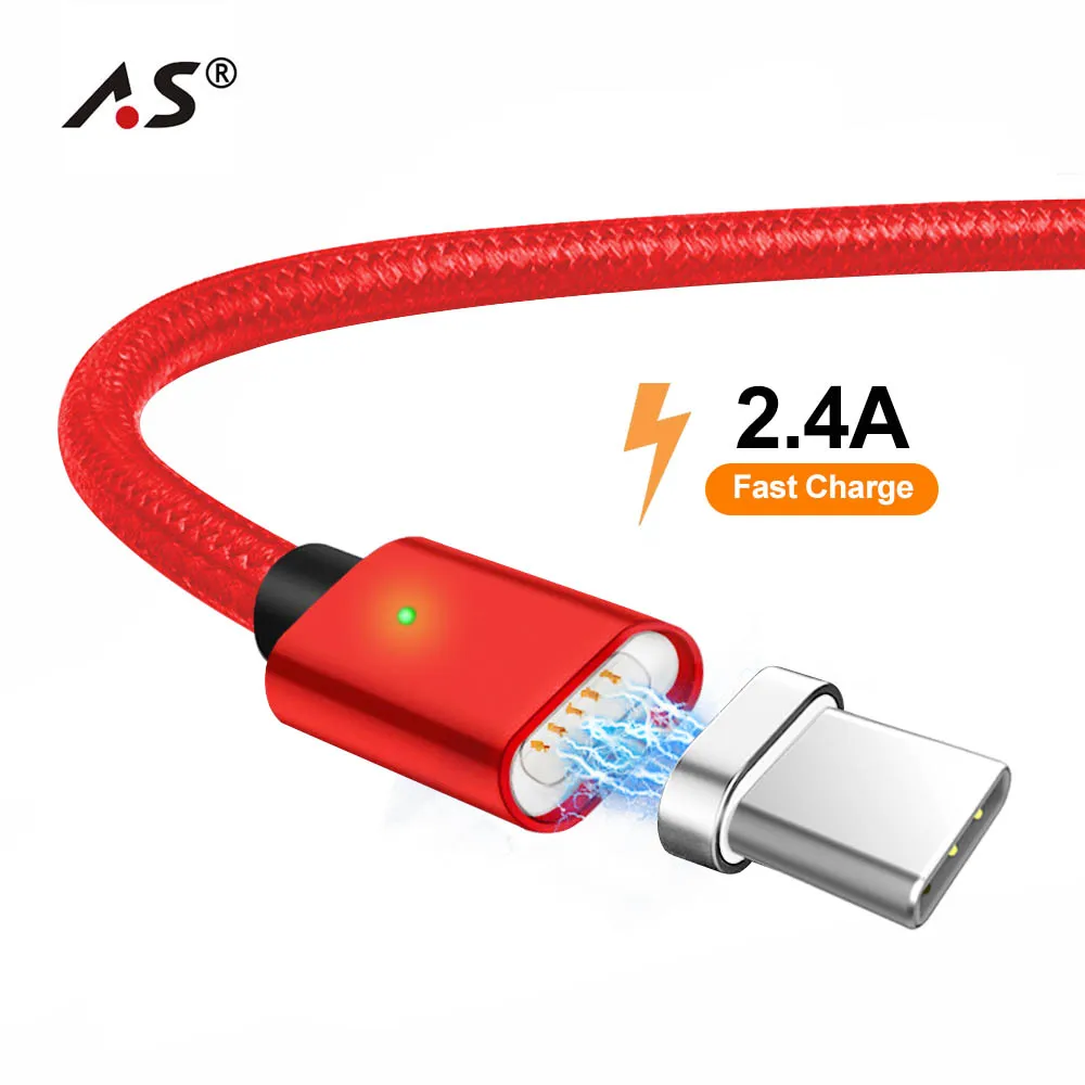 

A.S Magnetic USB Type C Cable for Samsung Galaxy S9 Note 8 USB Type-C USB C Charging Cable for Huawei P10 P20 Pro