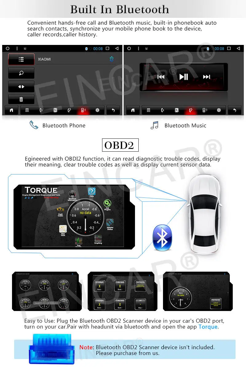 Sale 10.1" Quad-Core Android 6.0 2Din Car Stereo no DVD GPS Navi OBD2 WiFi Bluetooth 5