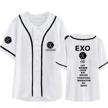 KPOP EXO Harajuku бейсбольная рубашка chanyeol sehun xiumin baekhyun suho Fan хип-хоп футболка с коротким рукавом женская футболка k-pop одежда