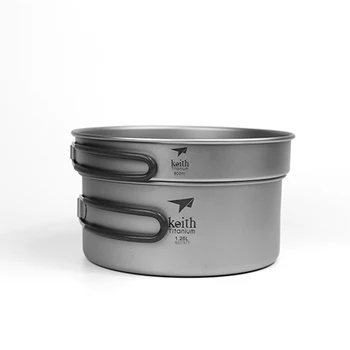 

Keith Titanium Pot Set Outdoor Camping Hiking Travelling Hunting Picnic Cookware Set Cauldron Frying Pan 800ml & 1250ml Ti6017