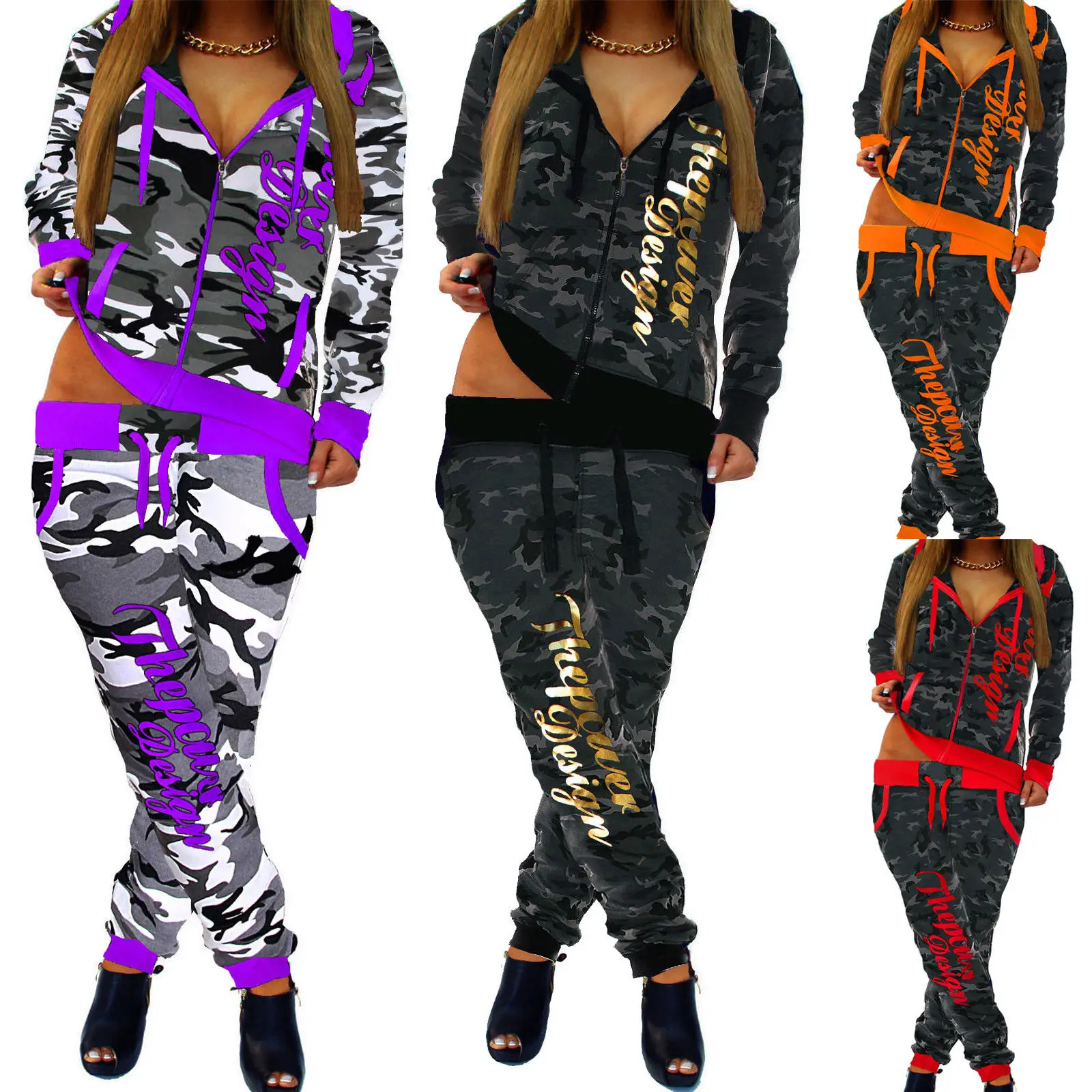 

ZOGAA 2018 new 2 piece set women fashion clothing women 2018 Casual camouflage street style sweatsuits for women S-3XL
