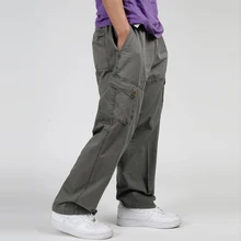 6XL размера плюс мужские брюки Карго повседневные свободные мужские мешковатые брюки мульти карманные военные комбинезоны для мужчин тренировочные брюки для занятий на открытом воздухе брюки