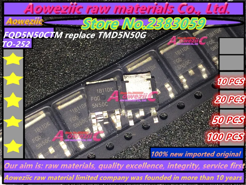 Aoweziic 100% новый импортный оригинальный 5N50C FQD5N50C FQD5N50CTM вместо TMD5N50G TO-252 FET 5A 500V |