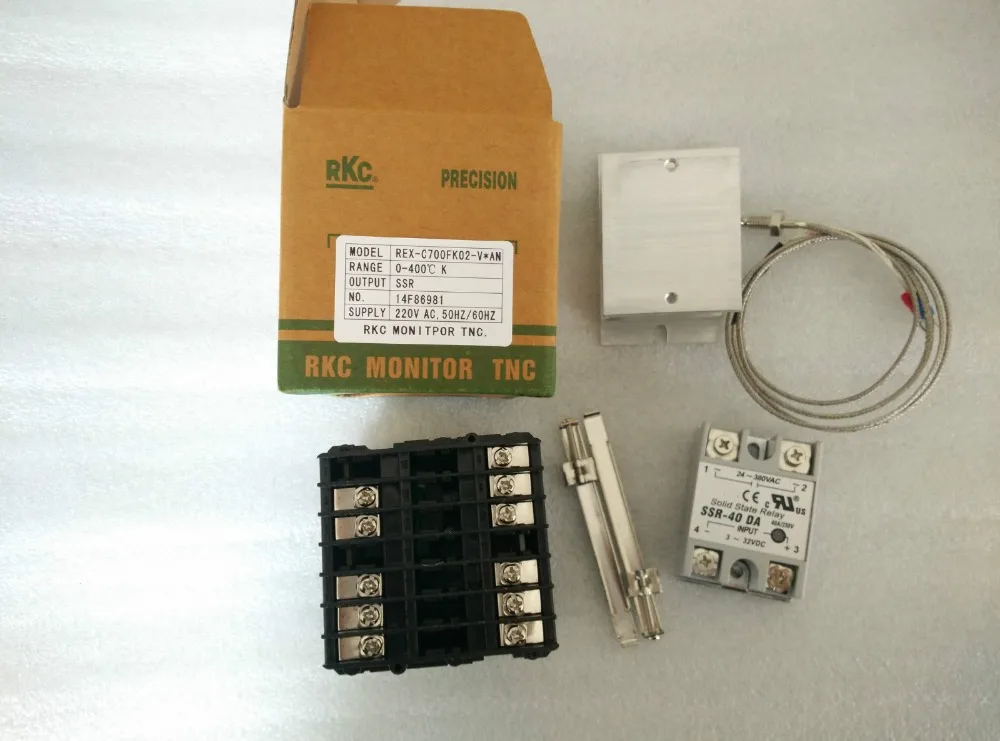 

Digital PID 100-240VAC REX C700FK02-V*AN Temperature Controller 0-400C OUTPUT SSR+k 1M M6 Thermocouple+SSR40DA 40A+Heat Sink