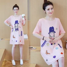 Summer maternity dress cartoon print pregnant women chiffon dress in long section pregnant women loose jacket