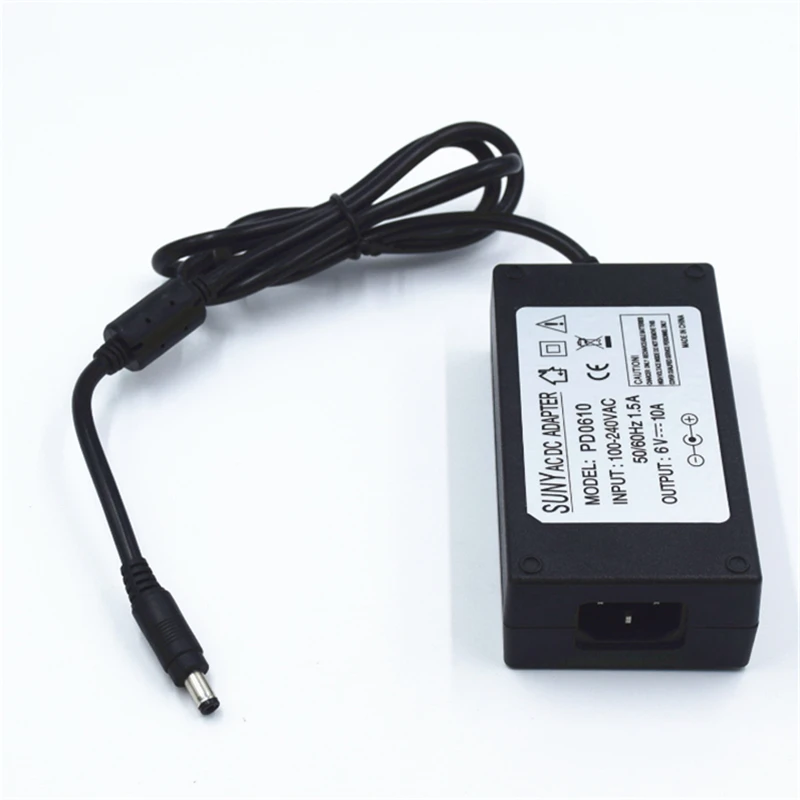 100 240Vac вход 6V 10A 60W адаптер питания 5 5*2 1 порт CE FCC трансформатор светодиодный