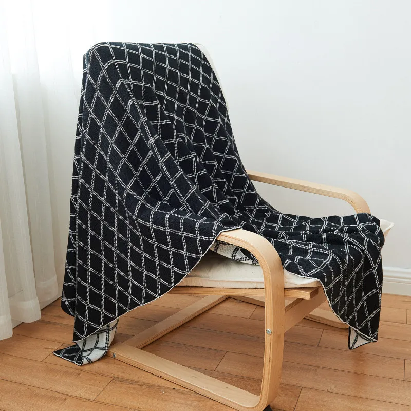 Black Knitted Bed Throw Blanket by 100% Acrylic(Warm/Cozy