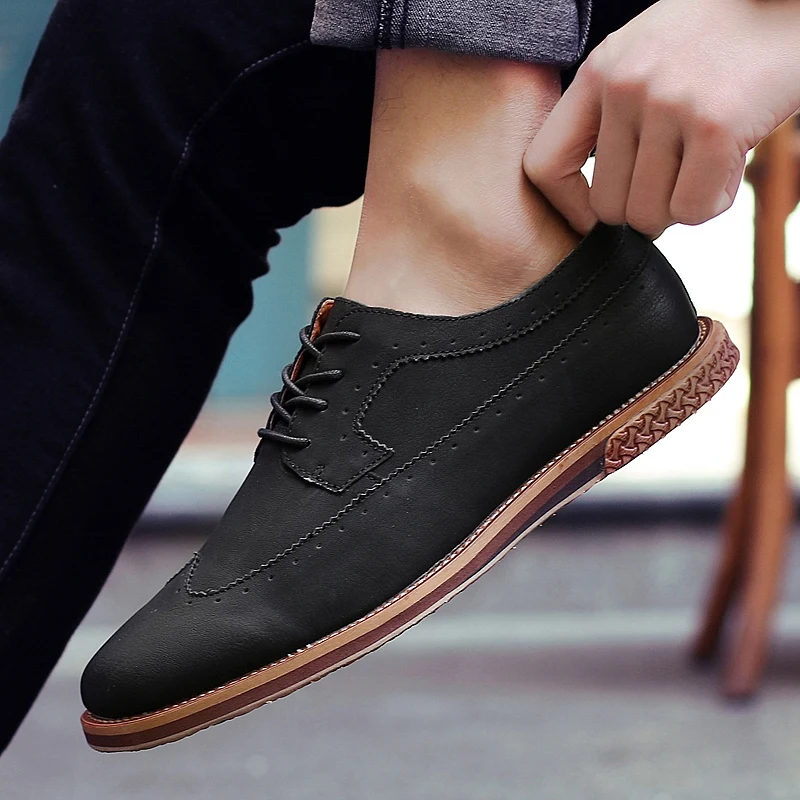 fashion suede leather men shoes elegant male footwear italian office leisure moccasins dress classic brogue oxford shoes for men (43)