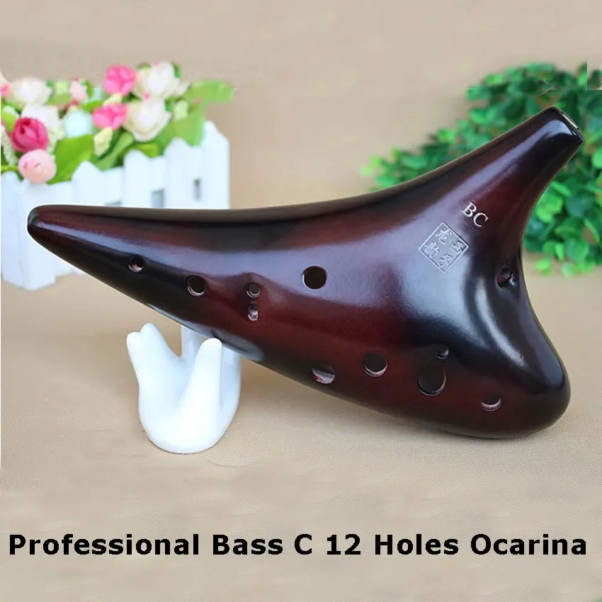 preta dupla-câmara profissional argila flauta instrumento musical g f chave cerâmica ocarina