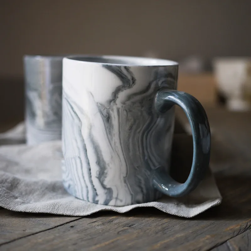 

2017 popular taste newly marbled deep color stripe ceramic mug