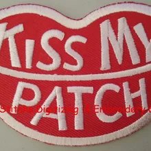 Вышитая аппликация на заказ или значки с ртом поцелуй патч логотип для крепится на одежде