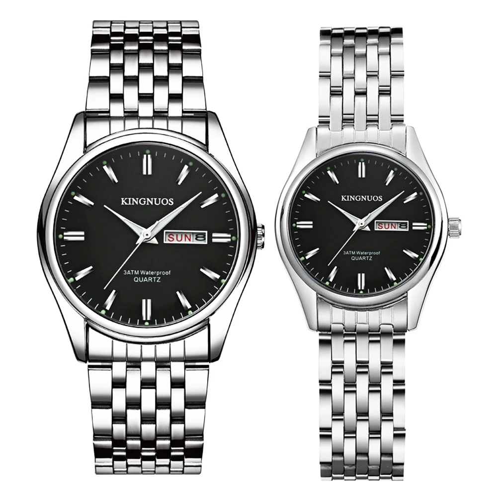 Pulseira para Relógios Relógio de Pulso Casal Relógios Dropshipping Kingnuos Nova Marca Elegante Relógio Feminino Hodinky Data Semana Amante