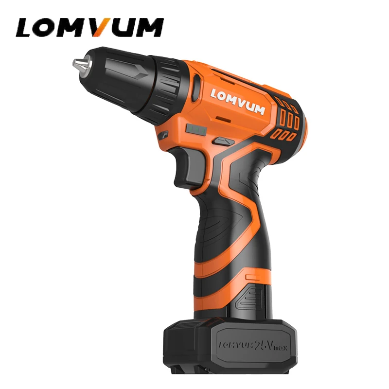 

LOMVUM 12 16 25V Two Speed Electric Drill Cordless Rechargeable Screwdriver Battery Power Tools Magnetic Hammer Function YDZ