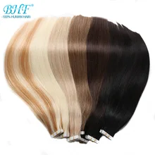 Cinta BHF en extensiones de cabello humano, 20 piezas de extensión recta Europea Remy