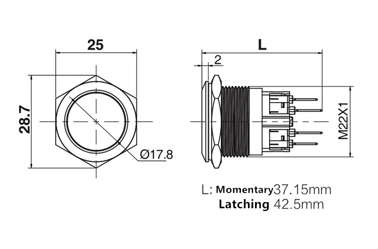 22mm-Momentary-Reset-Waterproof-Stainless-Steel-Metal-LED-Doorbell-Bell-Horn-Power-Push-Button-Switch-Car