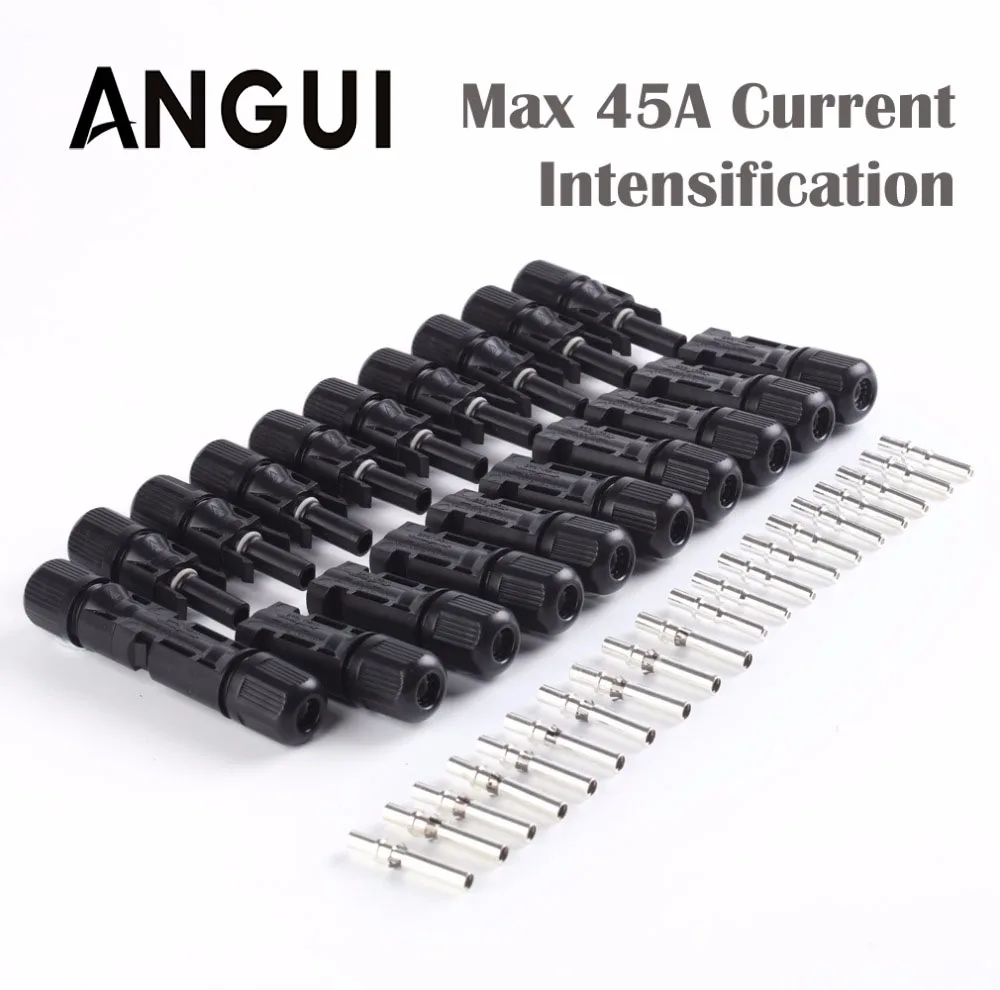 

10Paris x 45A MC4 Connectors male and female,MC4 Solar Panel Plug current 1000V for PV cable 2.5/4/6mm solid copper contacts