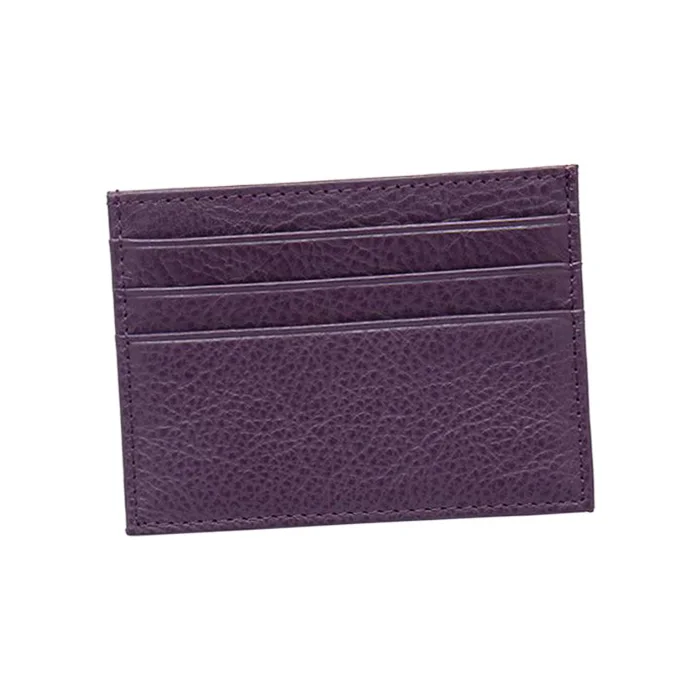 purple Натуральная коровья кожа, держатель для ID карты, конфетный цвет, банк, кредитная карта, Подарочная коробка, много слотов, тонкий чехол для карт - Цвет: purple