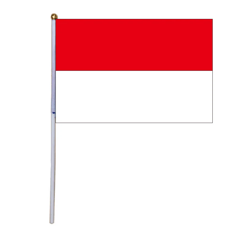 

free shipping xvggdg 100pcs 14 * 21cm Small Indonesia Hand Waving National Flag Polyester Indonesia hand Flag