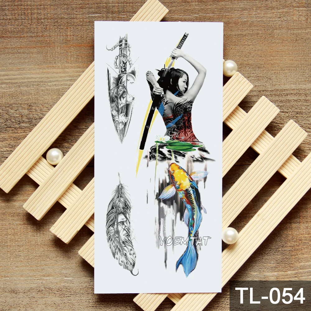 Временные татуировки водонепроницаемые модные женские мужские японские geisha warrior