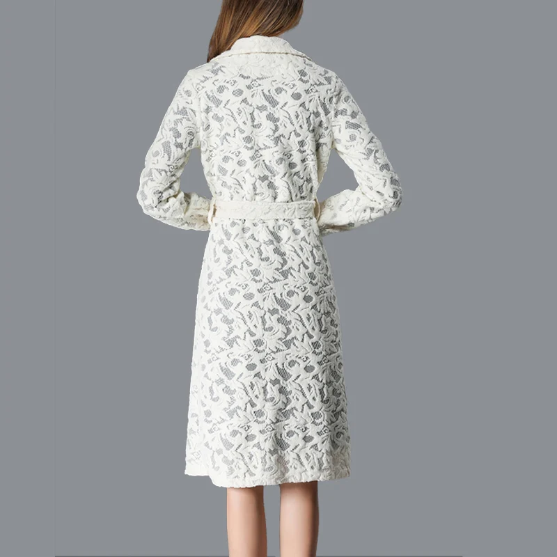 price cut  2018 autumn and winter new lace lapel coat long-sleeved jacket European and American fashion temper