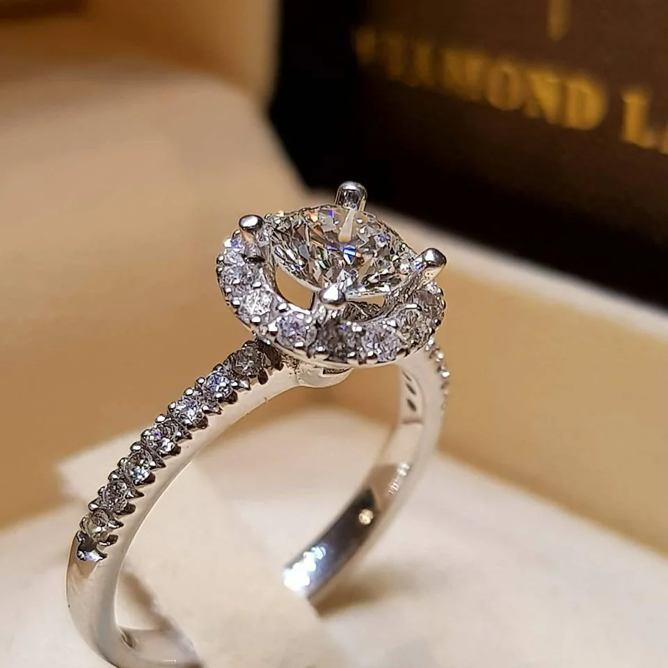 Модное кольцо из стерлингового серебра 925 пробы с кристаллами для женщин 2 шт./компл. 2 в 1 обручальное свадебное AAA CZ Ювелирные изделия из циркония
