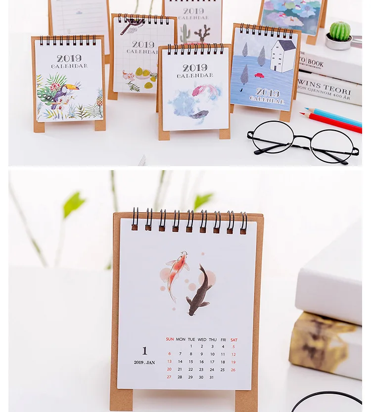 Простой мини настольный календарь небольшой свежий и прекрасный творческий мультфильм маленький календарь