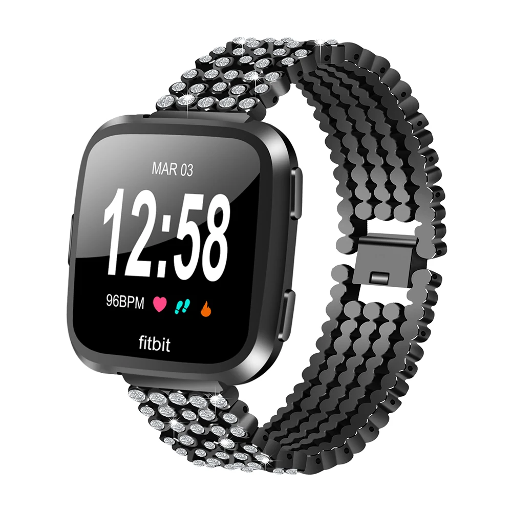 ZENHEO для Fitbit Versa Смарт-часы ремешок часы с ремешком-браслетом ремешок со стразами сплав кристалл замена Браслет ремешок