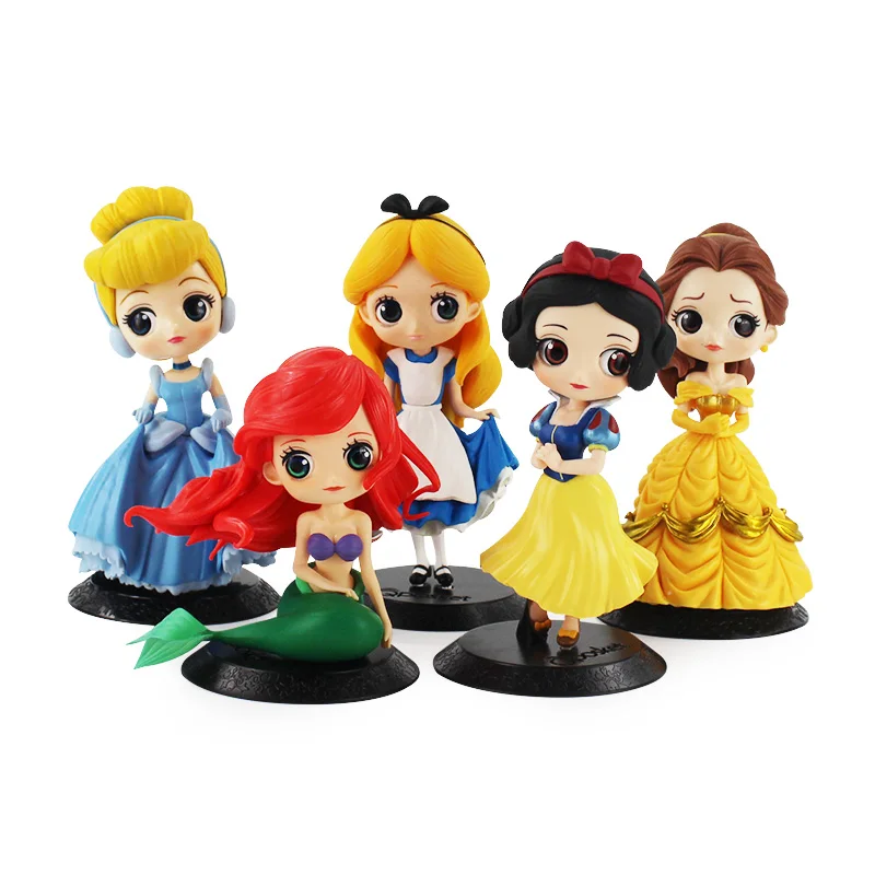 

10 Style Q Version Snow White Princess Alice Mermaid Cinderella Tangled Belle Figure PVC Figure Model Toys
